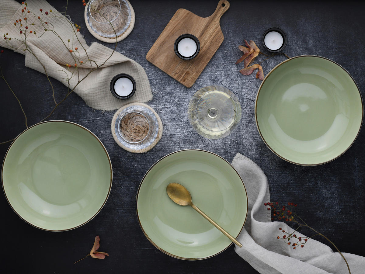 SCHÜSSELSET 4-teilig Nature Collection   - Grün, Design, Keramik - Creatable