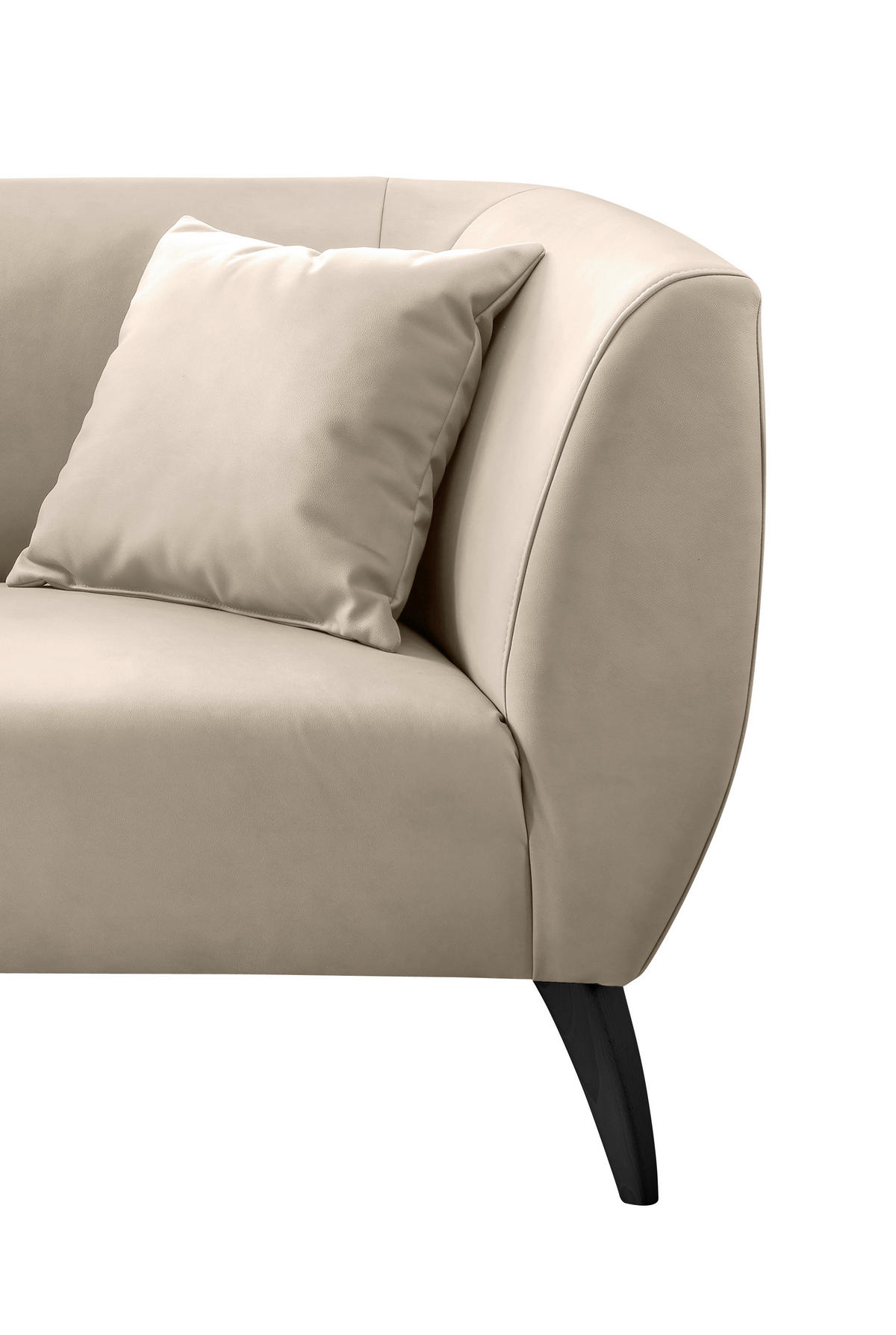 2-SITZER-SOFA in Lederlook Beige  - Beige/Schwarz, Modern, Holz/Textil (172/83/88cm) - Livetastic