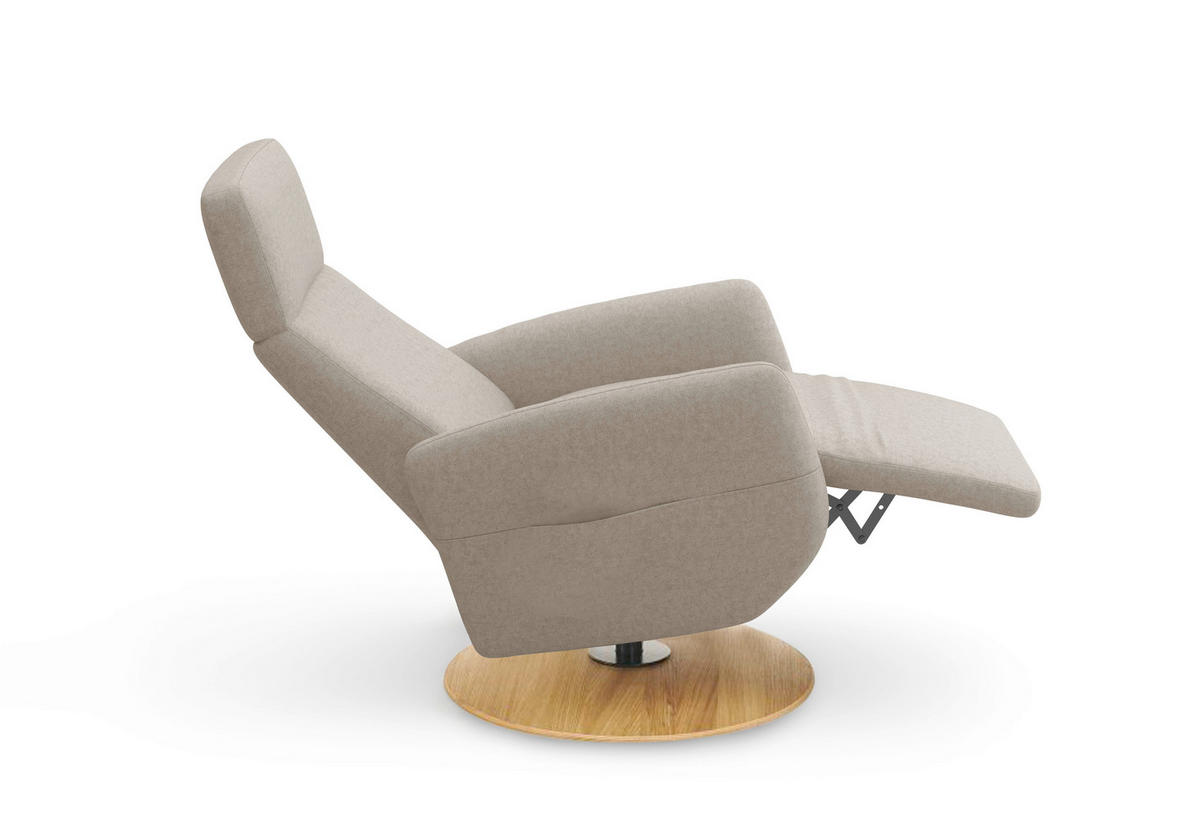 RELAXSESSEL in Textil Taupe  - Taupe/Eichefarben, KONVENTIONELL, Holz/Textil (71/110/82cm) - Sit & More