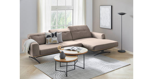 ECKSOFA in Struktur Cappuccino  - Eichefarben/Schwarz, Design, Holz/Textil (163/305cm) - Novel