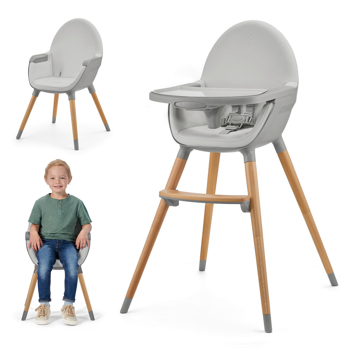 HOCHSTUHL Fini 2  - Grau, Basics, Leder/Holz (55/96/58.5cm) - kinderkraft
