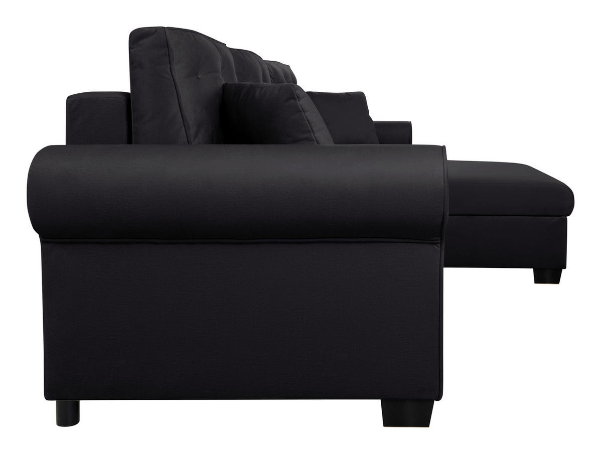 ECKSOFA in Schwarz  - Buchefarben/Schwarz, Design, Holz/Textil (266/161cm) - MID.YOU