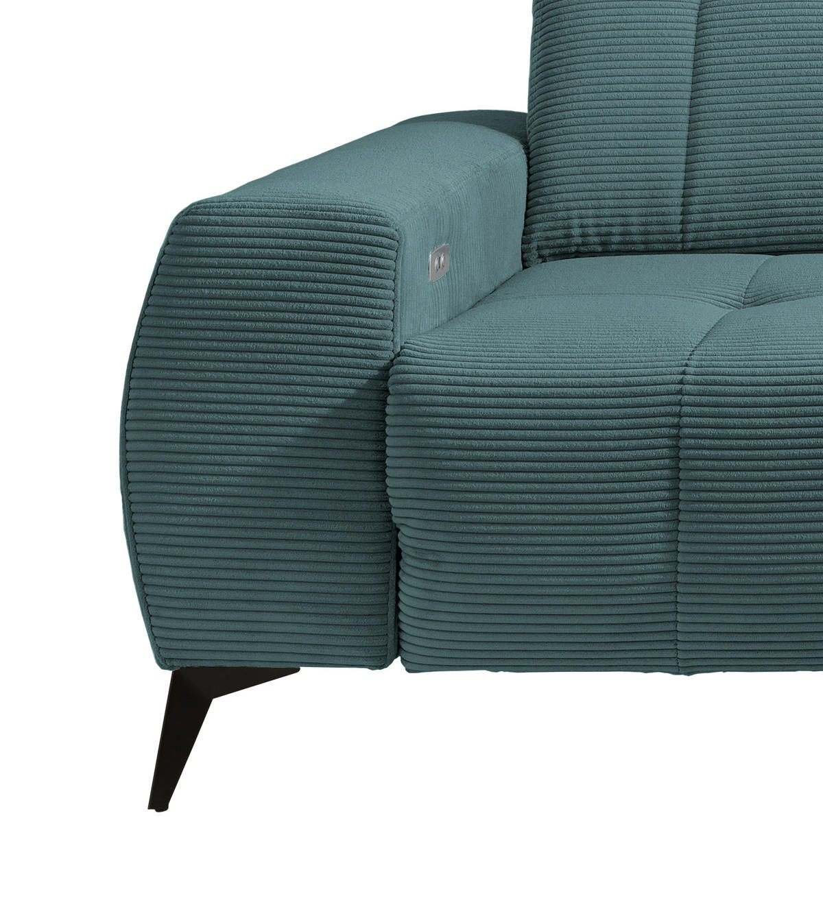 ECKSOFA in Cord Petrol  - Petrol/Schwarz, Modern, Textil/Metall (261/200cm) - Livetastic