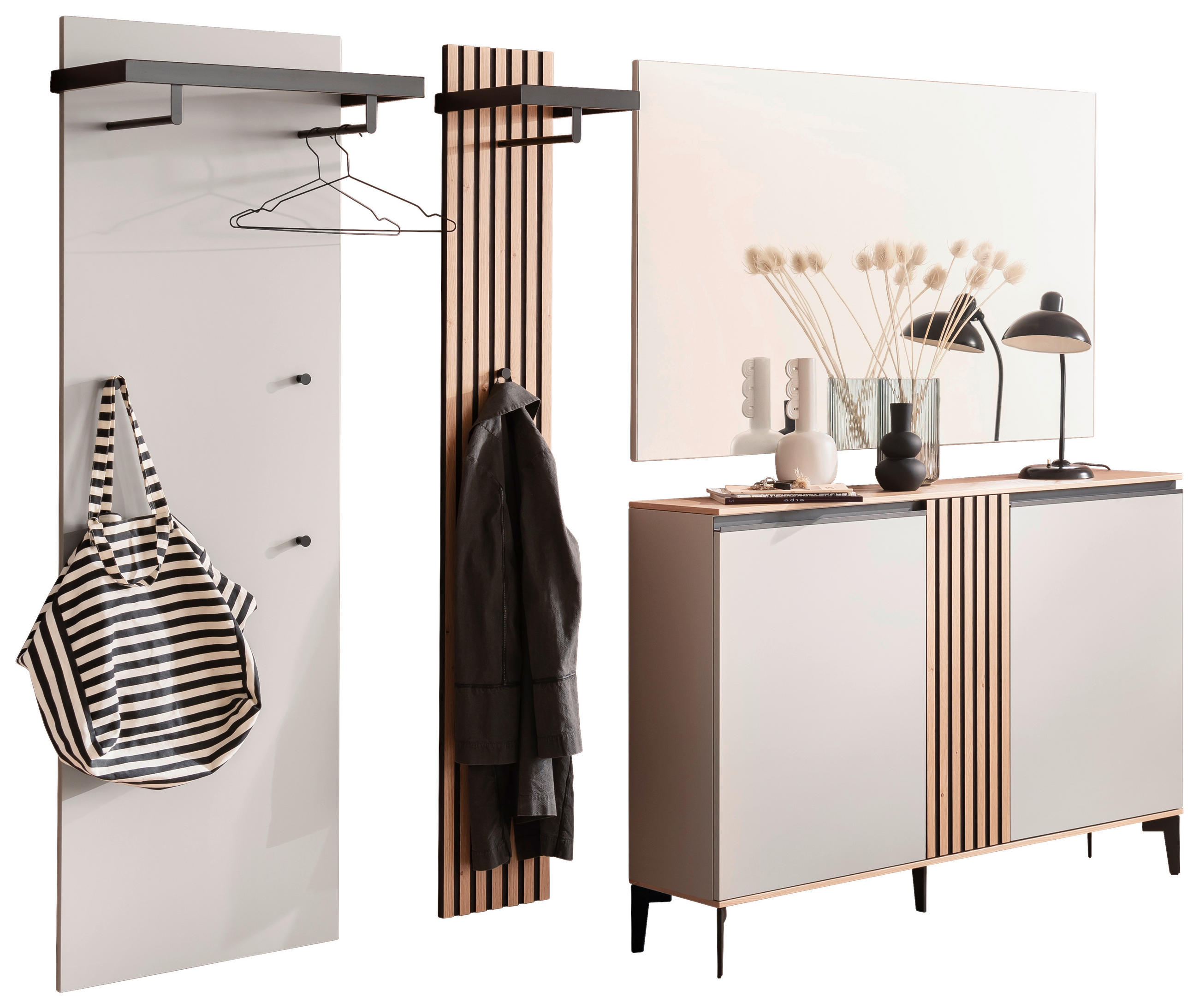 GARDEROBE 4-teilig  in 265/200/30 cm  - Eichefarben/Grau, Design, Holz/Holzwerkstoff (265/200/30cm) - Moderano