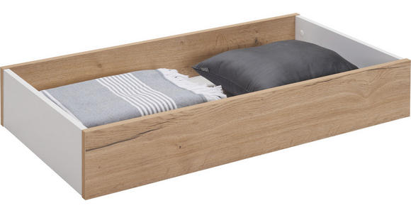 BETTKASTEN - Eichefarben/Weiß, Design, Holzwerkstoff (99,3/17/53,2cm) - Hom`in