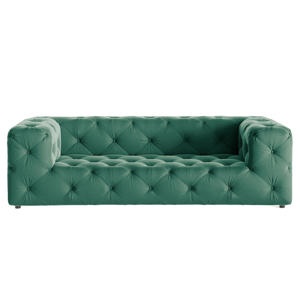 3-SITZER-SOFA Fresco in Samt Dunkelgrün  - Dunkelgrün/Schwarz, Design, Kunststoff/Textil (230/71/100cm) - P & B