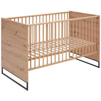 GITTERBETT Yunai 144,6/78/83,5 cm  - Eichefarben/Anthrazit, Trend, Holzwerkstoff/Metall (144,6/78/83,5cm) - My Baby Lou