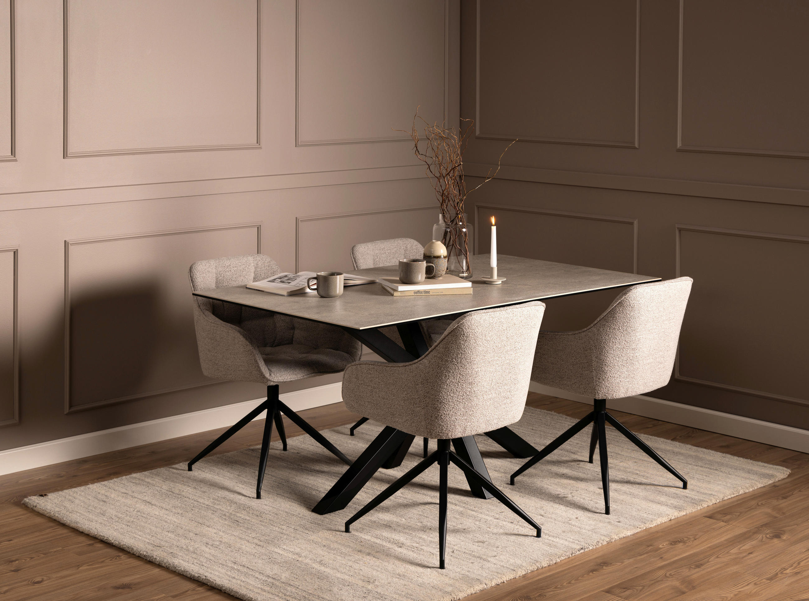 ESSTISCH in Keramik 160/90/75,5 cm  - Schwarz/Grau, Trend, Keramik/Metall (160/90/75,5cm) - MID.YOU