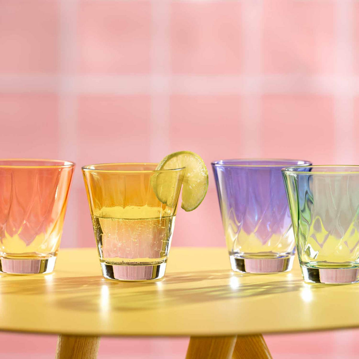 GLÄSERSET 4-teilig  - Blau/Gelb, LIFESTYLE, Glas (17,8/10/17,8cm) - Leonardo