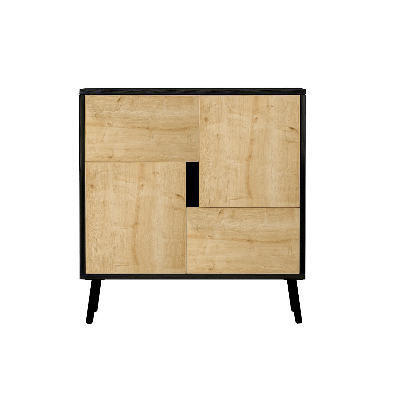 KOMMODE , 35/79/76,5 cm,  - Eichefarben/Schwarz, Design, Holz/Metall (35/79/76,5cm) - Livetastic