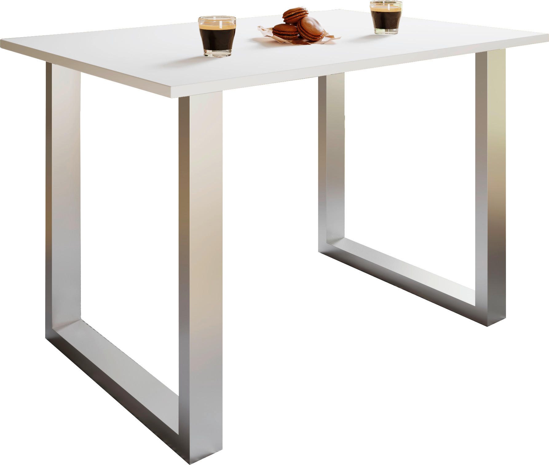 SCHREIBTISCH 110/50/76 cm Silberfarben, Weiß  - Silberfarben/Weiß, Design, Holzwerkstoff/Metall (110/50/76cm) - MID.YOU