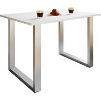 SCHREIBTISCH 110/50/76 cm Silberfarben, Weiss   - Weiss/Silberfarben, Design, Holzwerkstoff/Metall (110/50/76cm) - MID.YOU