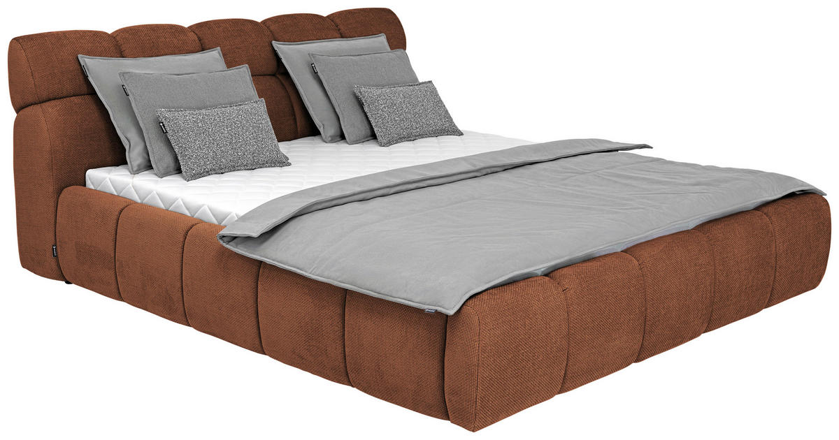 POLSTERBETT 180/200 cm  in Terracotta  - Terracotta/Schwarz, Design, Kunststoff/Textil (180/200cm) - Esposa