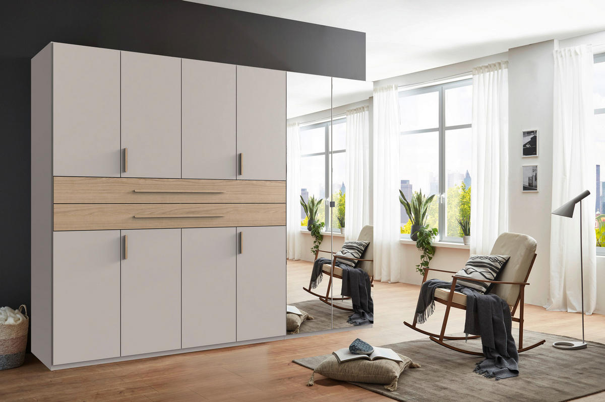 Șifonier, 270/208/65 cm, culoare lemn stejar, cașmir - cașmir/culoare lemn stejar, Design (270/208/65cm) - Carryhome