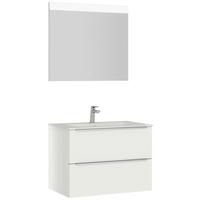 BADEZIMMER 3-teilig  in 81 cm  - Edelstahlfarben/Weiß, MODERN, Holzwerkstoff/Stein (81cm) - Nobilia