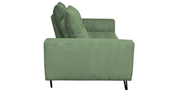 BIGSOFA  in Cord Salbeigrün  - Salbeigrün/Schwarz, KONVENTIONELL, Textil/Metall (246/100/116cm) - Carryhome