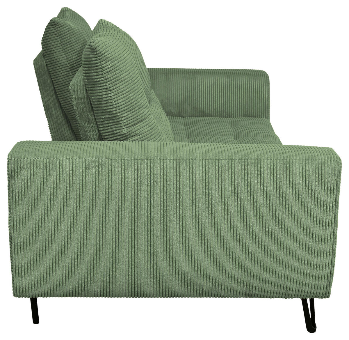 BIGSOFA Cord Salbeigrün  - Salbeigrün/Schwarz, KONVENTIONELL, Textil/Metall (246/100/116cm) - Carryhome