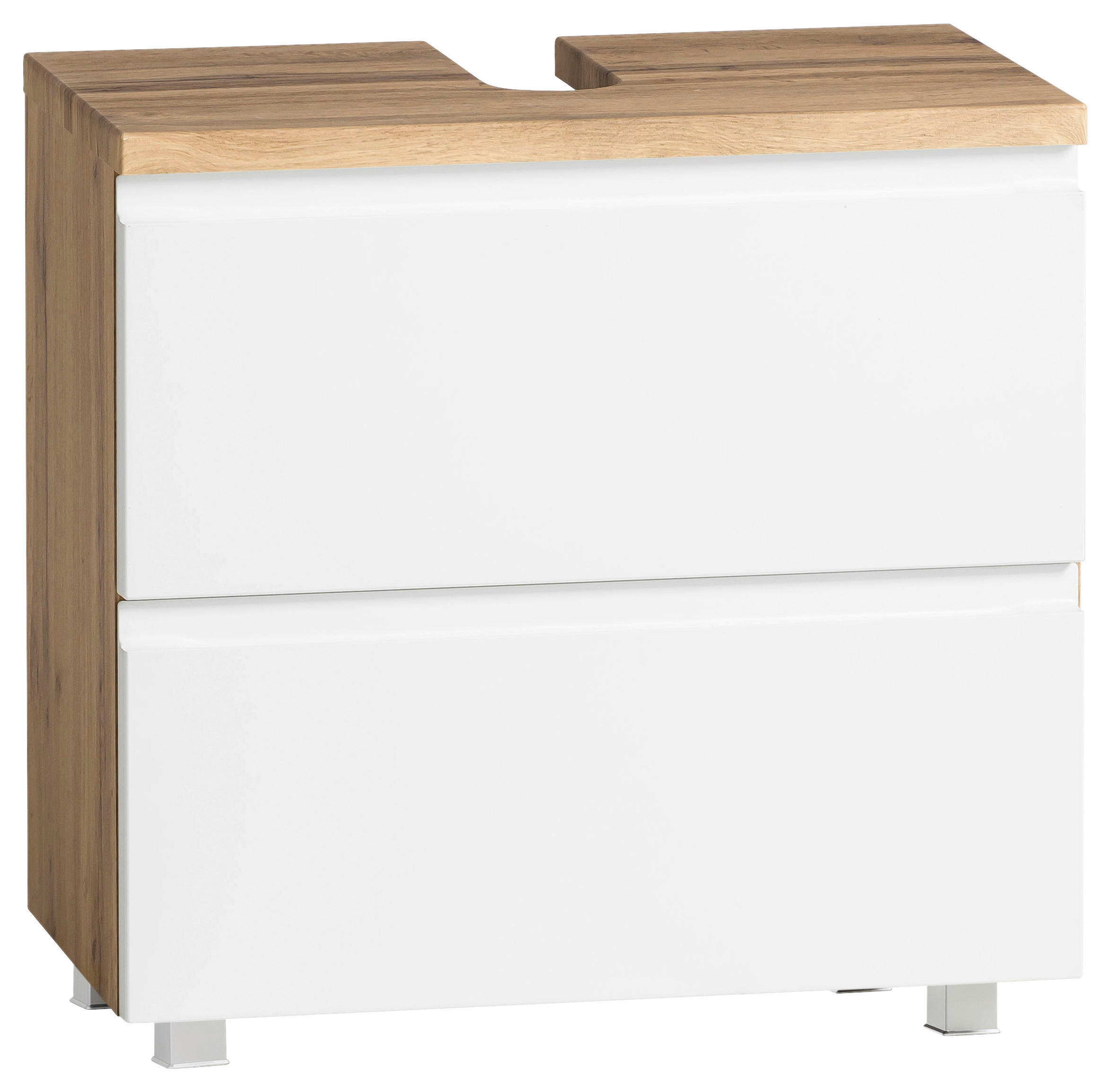 WASCHBECKENUNTERSCHRANK 60/59/35 cm  - Eiche Wotan/Weiß, MODERN, Holzwerkstoff (60/59/35cm) - Held