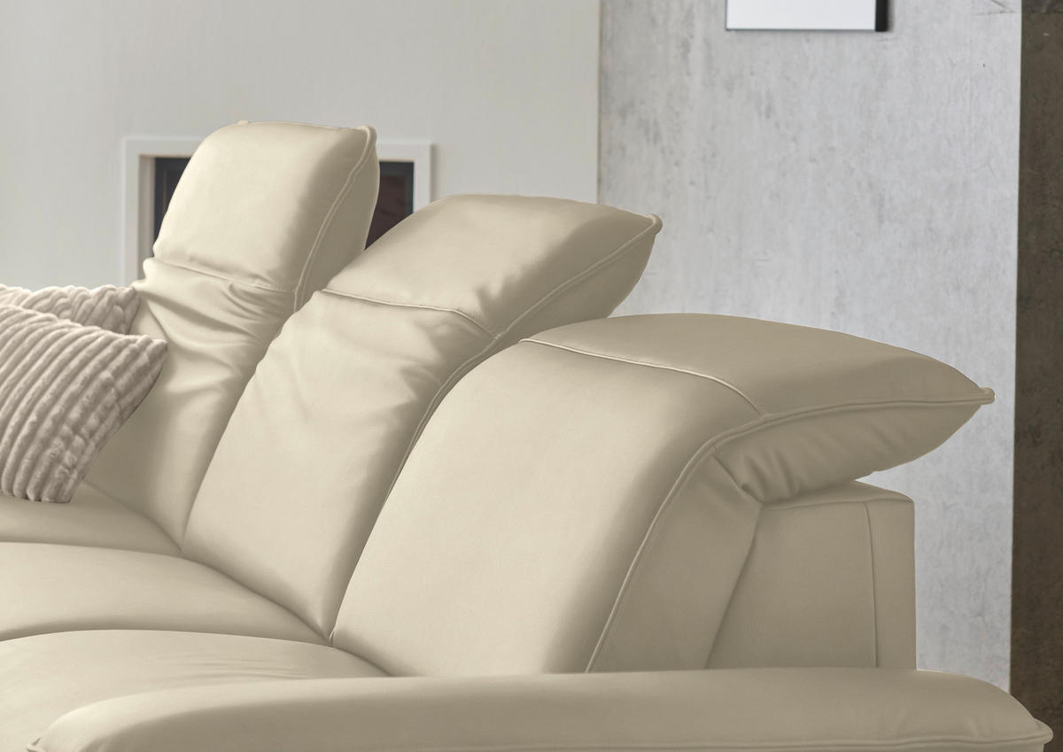 ECKSOFA  Echtleder Naturfarben  - Schwarz/Naturfarben, Design, Leder/Metall (169/307cm) - Beldomo Premium