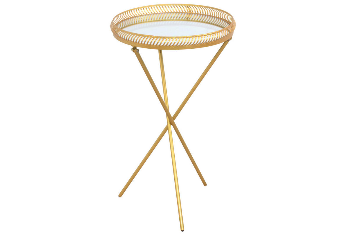 BEISTELLTISCH 40/40/71 cm Goldfarben rund  - Goldfarben, Design, Glas/Metall (40/40/71cm) - MID.YOU
