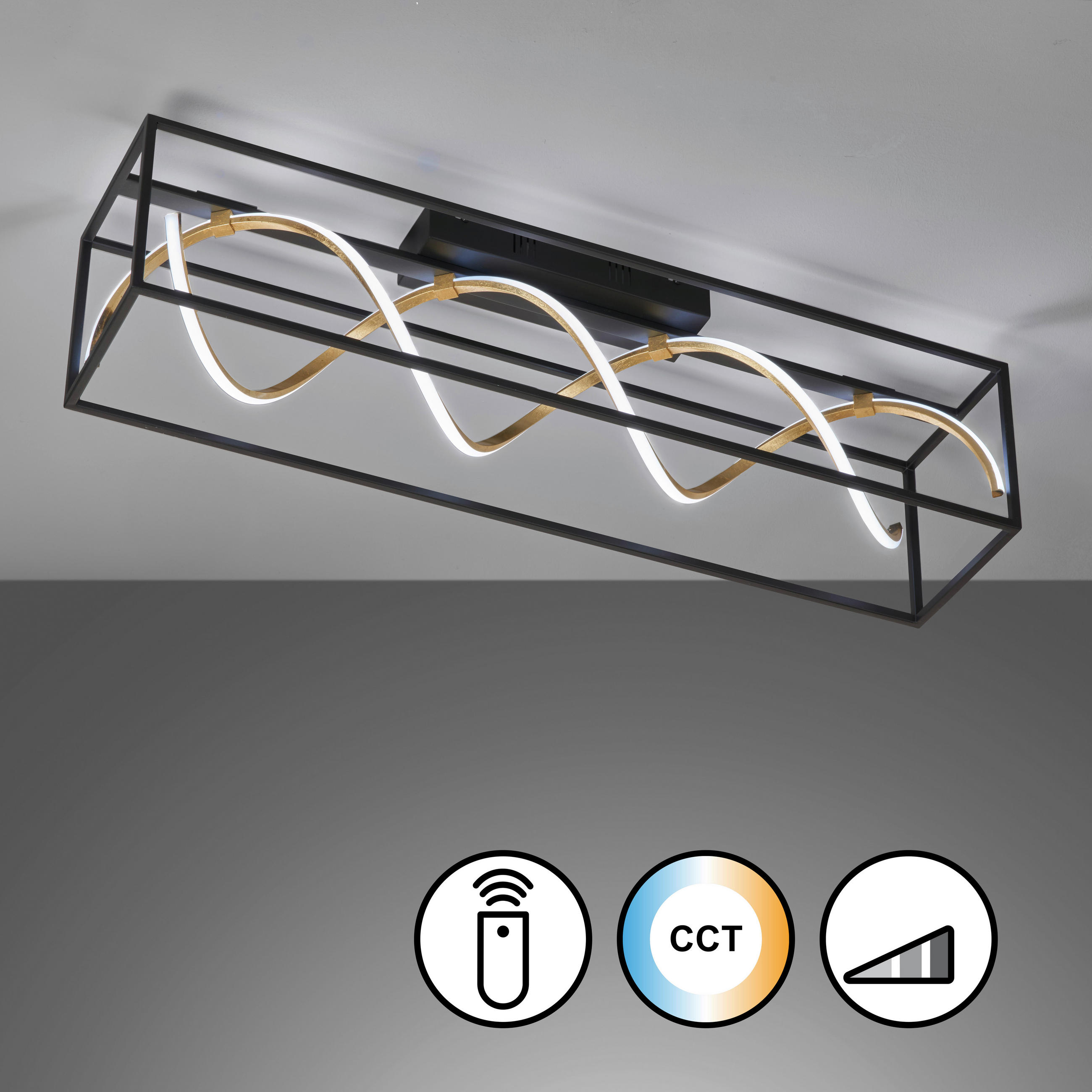 LED-DECKENLEUCHTE 90/20 cm   - Dunkelgelb/Schwarz, Design, Metall (90/20cm) - Fischer & Honsel