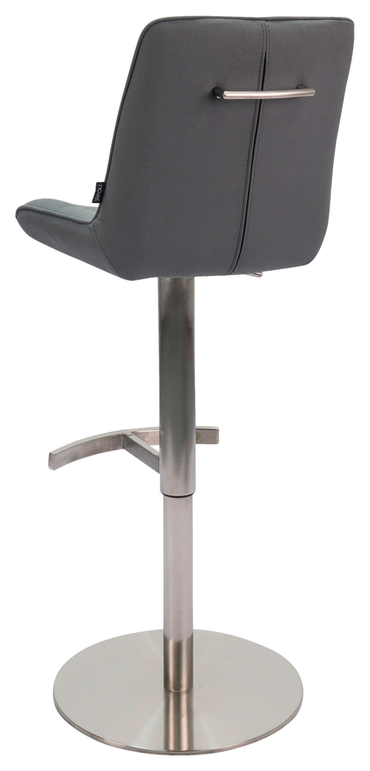 TABURET DE BAR in metal, textil gri  - culoare inox/gri, Design, metal/textil (44/86-111/54,5cm) - Novel