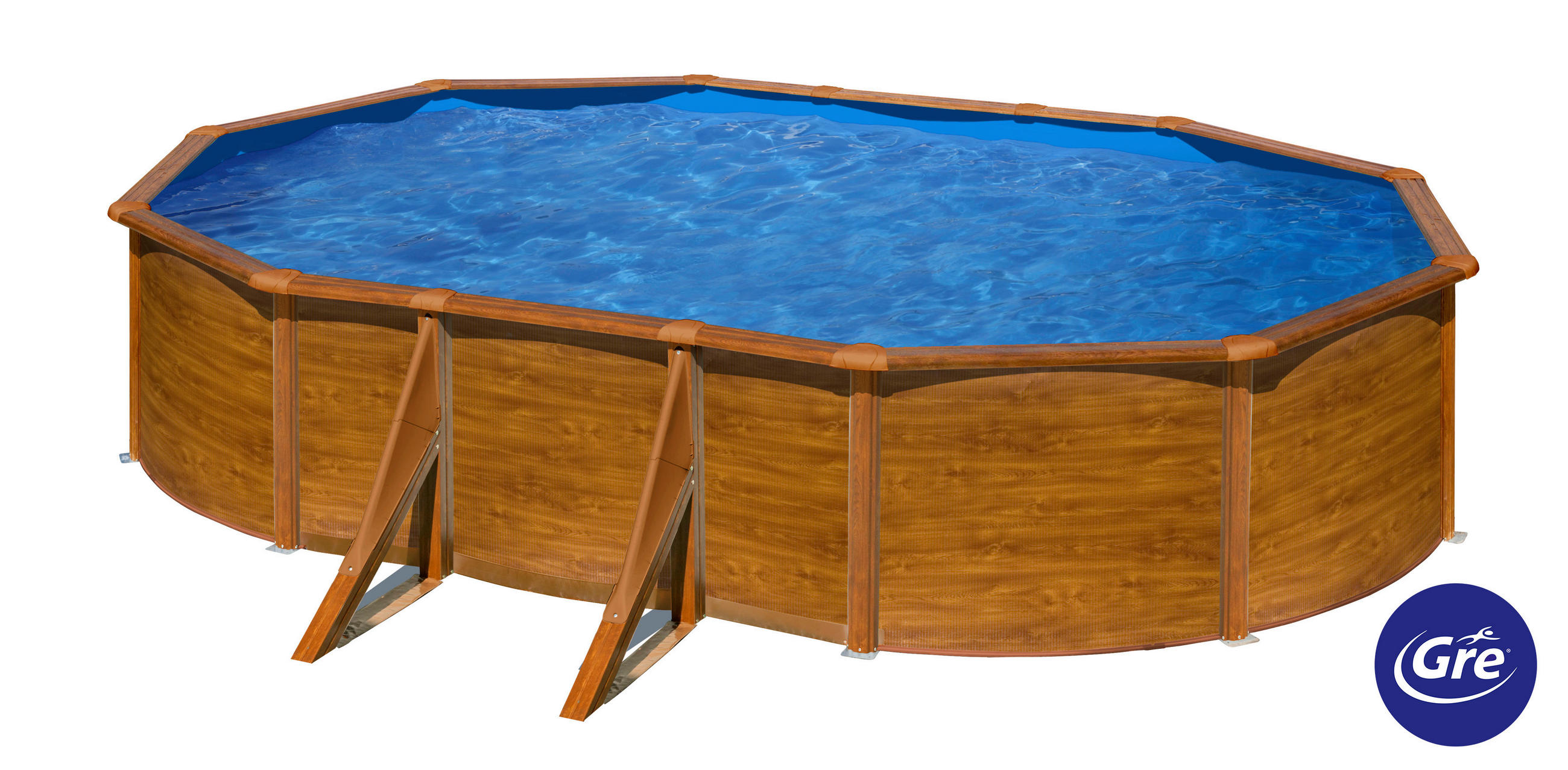 POOL-SET 2024 610/375/120 cm  - Braun, KONVENTIONELL, Metall (610/375/120cm) - Gre