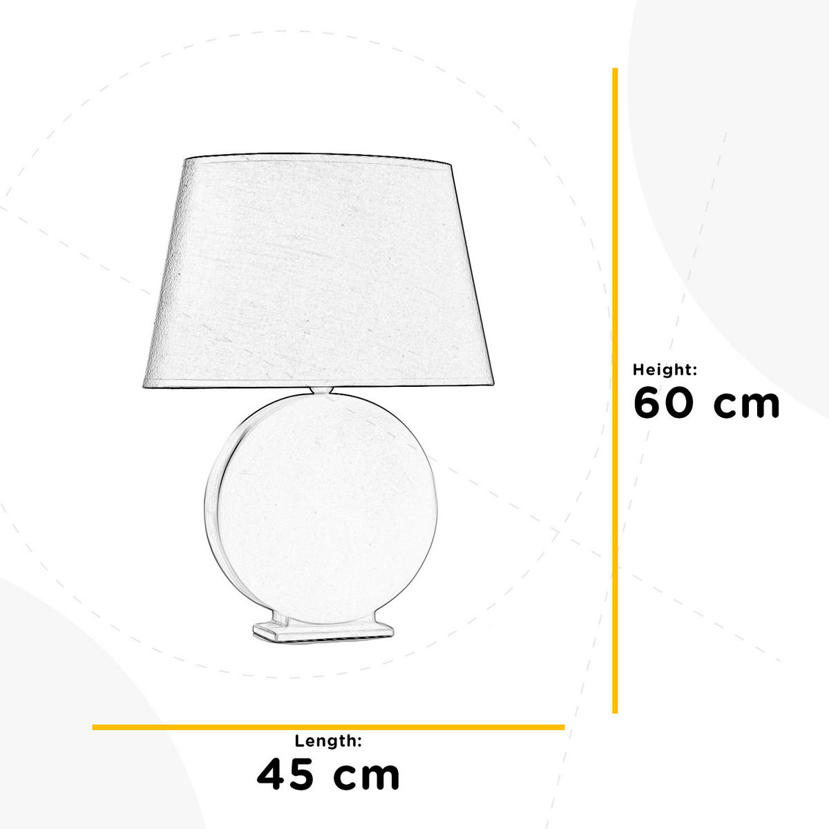 STOLNÁ LAMPA, E27, 45/20/60 cm - biela/farba jelše, Basics, textil/keramika (45/20/60cm)