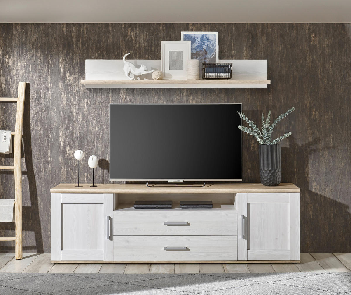 PAROI MURALE 2-teilig  in Eiche San Remo 200/60/38 cm  - Silberfarben/Lärchefarben, Lifestyle, Holzwerkstoff/Kunststoff (200/60/38cm) - MID.YOU