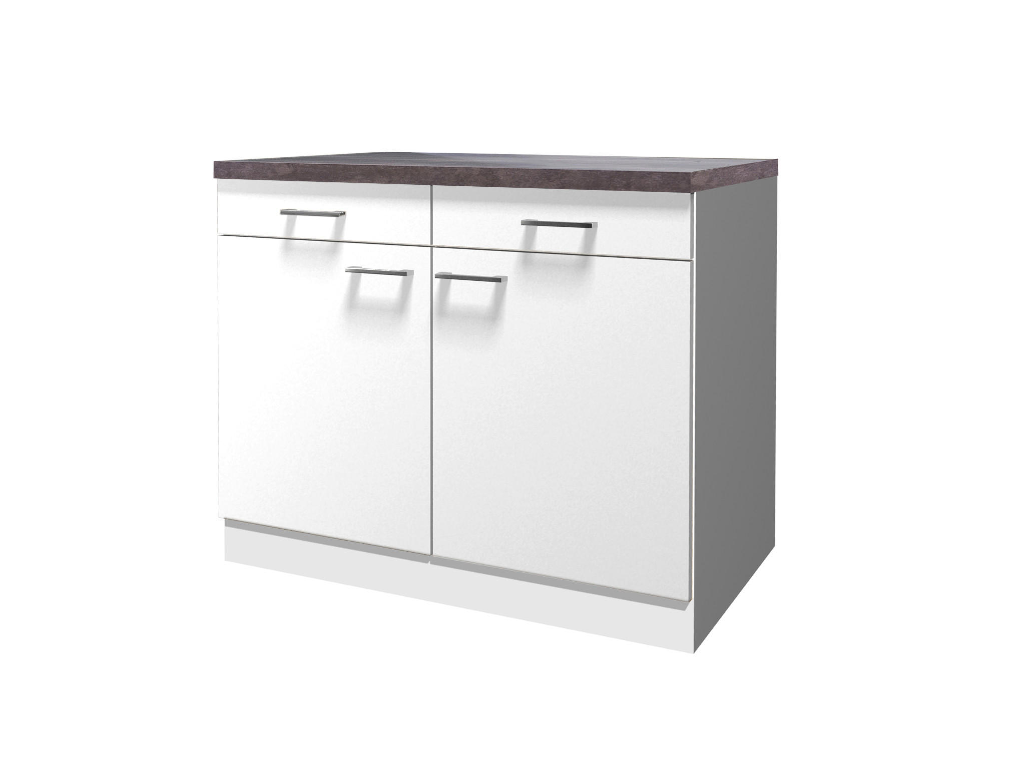 KÜCHENUNTERSCHRANK - Alufarben/Weiß, KONVENTIONELL, Holzwerkstoff/Kunststoff (100/86/57cm) - MID.YOU