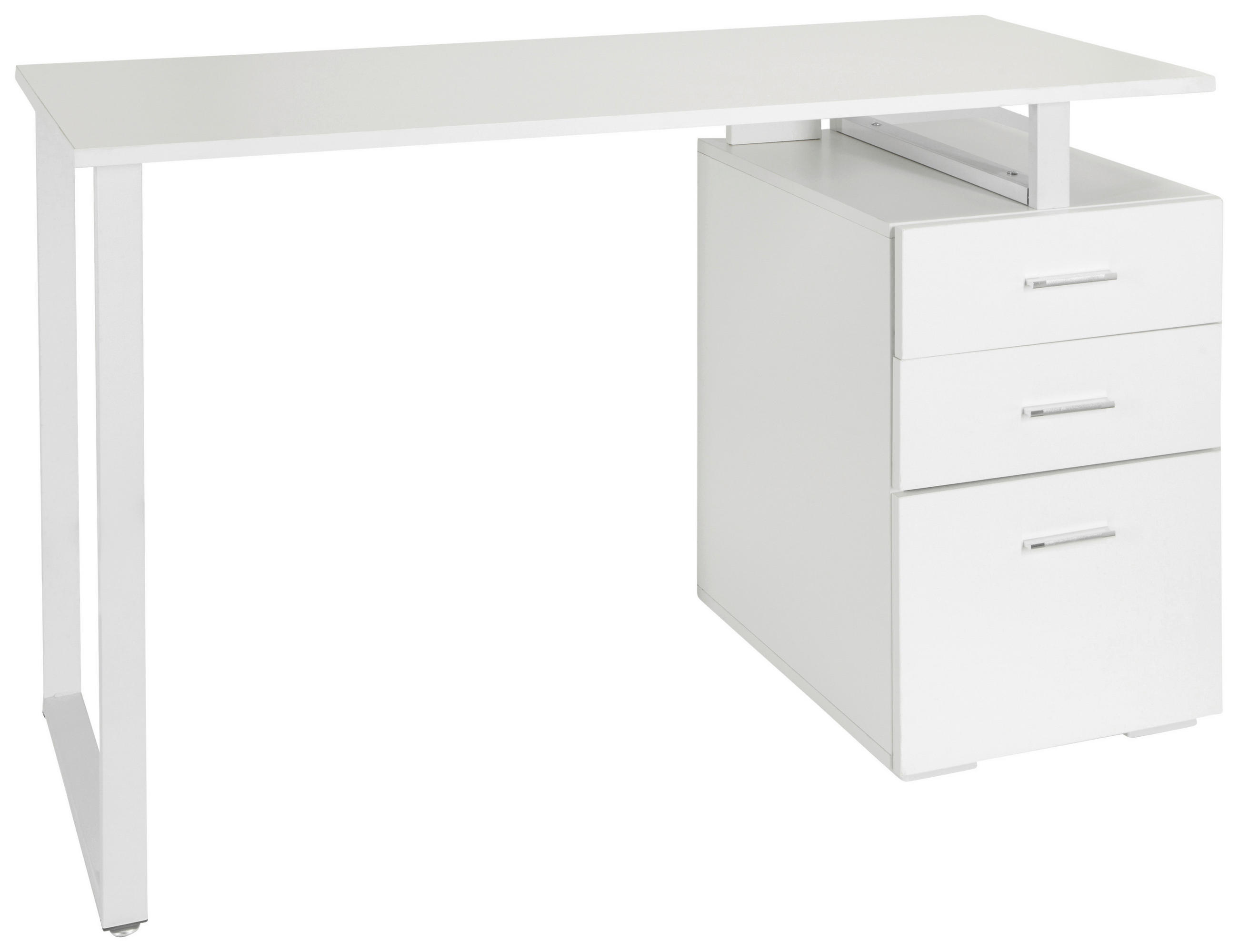 SCHREIBTISCH 120/50/75 cm  in Weiß  - Silberfarben/Weiß, MODERN, Holzwerkstoff/Metall (120/50/75cm) - MID.YOU