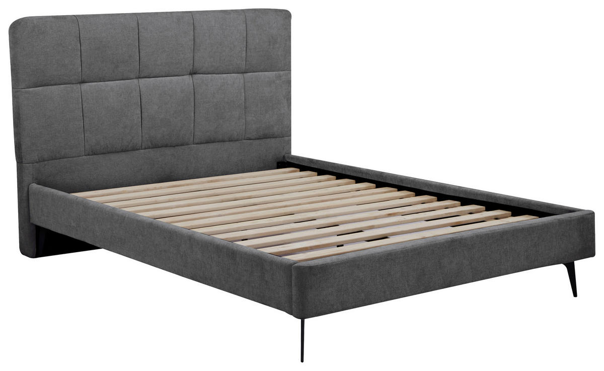 POLSTERBETT 140/200 cm, inkl.  in Dunkelgrau  - Dunkelgrau/Schwarz, Design, Holz/Textil (140/200cm) - Boxxx