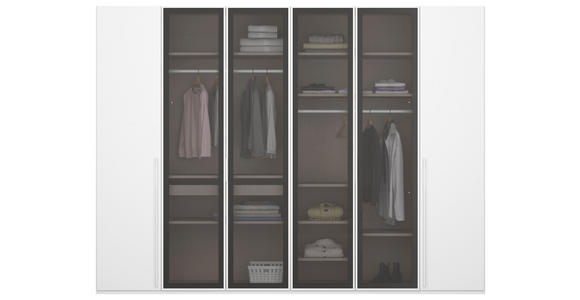 DREHTÜRENSCHRANK in Weiß - Weiß/Grau, Trend, Glas/Holzwerkstoff (301/235/60cm) - Novel