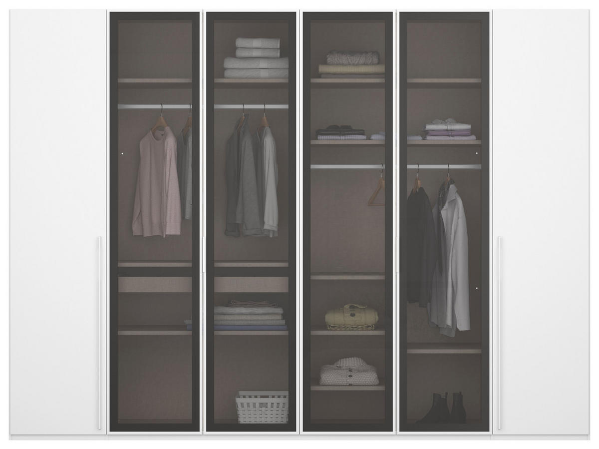 DREHTÜRENSCHRANK in Weiss  - Weiss/Grau, Trend, Glas/Holzwerkstoff (301/235/60cm) - Novel