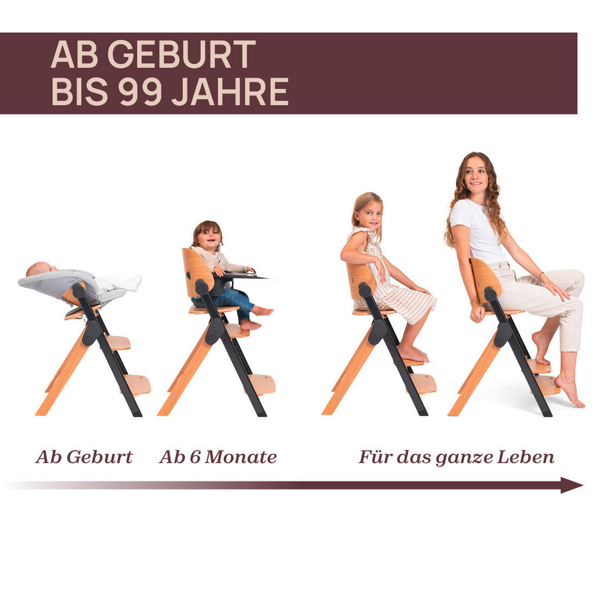 HOCHSTUHL Meraviglia  - Buchefarben/Schwarz, Basics, Holz/Kunststoff (44/63-83/55cm) - Chicco