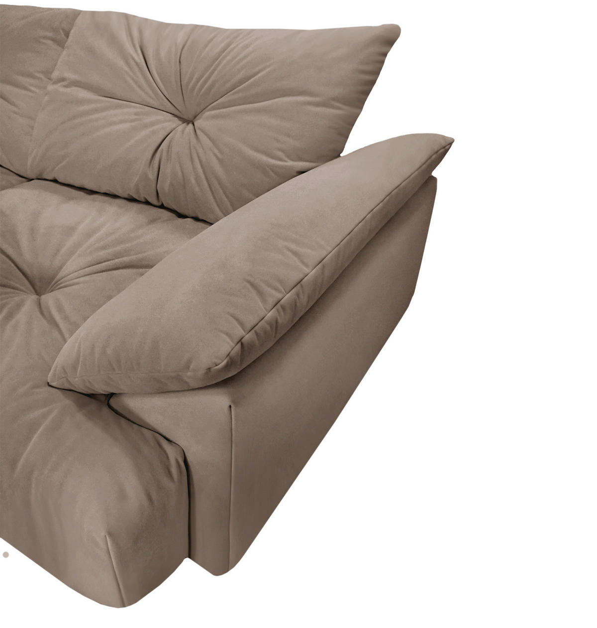 BIGSOFA Webstoff Beige  - Beige/Schwarz, KONVENTIONELL, Kunststoff/Textil (243/90,5/130cm) - Ambia Home