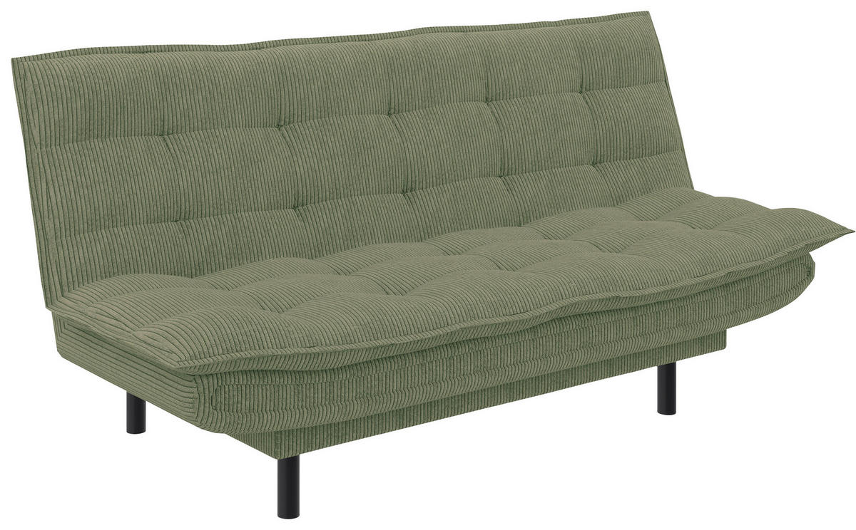SCHLAFSOFA Cord Olivgrün  - Schwarz/Olivgrün, Design, Textil (194/100/90cm) - Ti'me