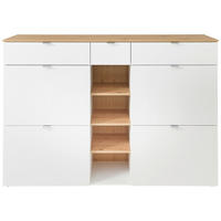 SCHUHSCHRANK Weiß, Eiche Artisan  - Silberfarben/Schwarz, Design, Holzwerkstoff/Kunststoff (148/103/38cm)