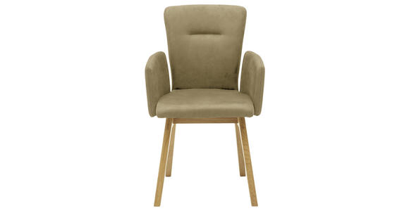 ARMLEHNSTUHL in Mikrofaser - Eichefarben/Olivgrün, KONVENTIONELL, Holz/Textil (57/91/66cm) - Dieter Knoll