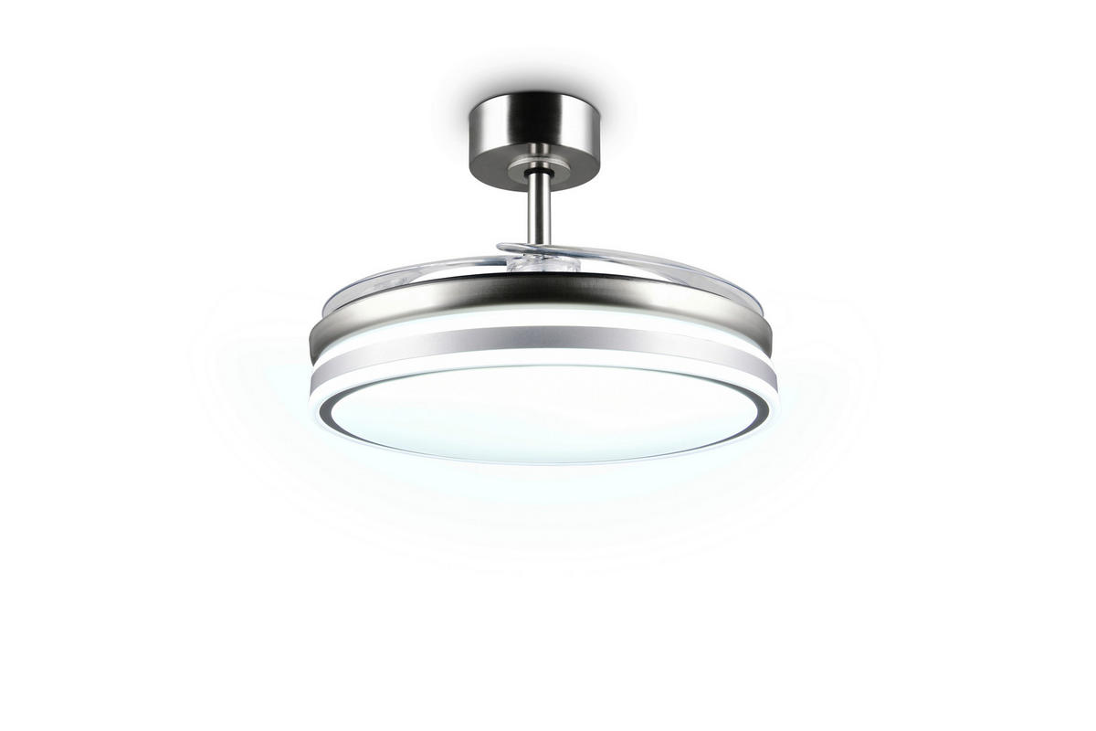 DECKENVENTILATOR - Klar/Nickelfarben, Design, Kunststoff/Metall (48/4cm)