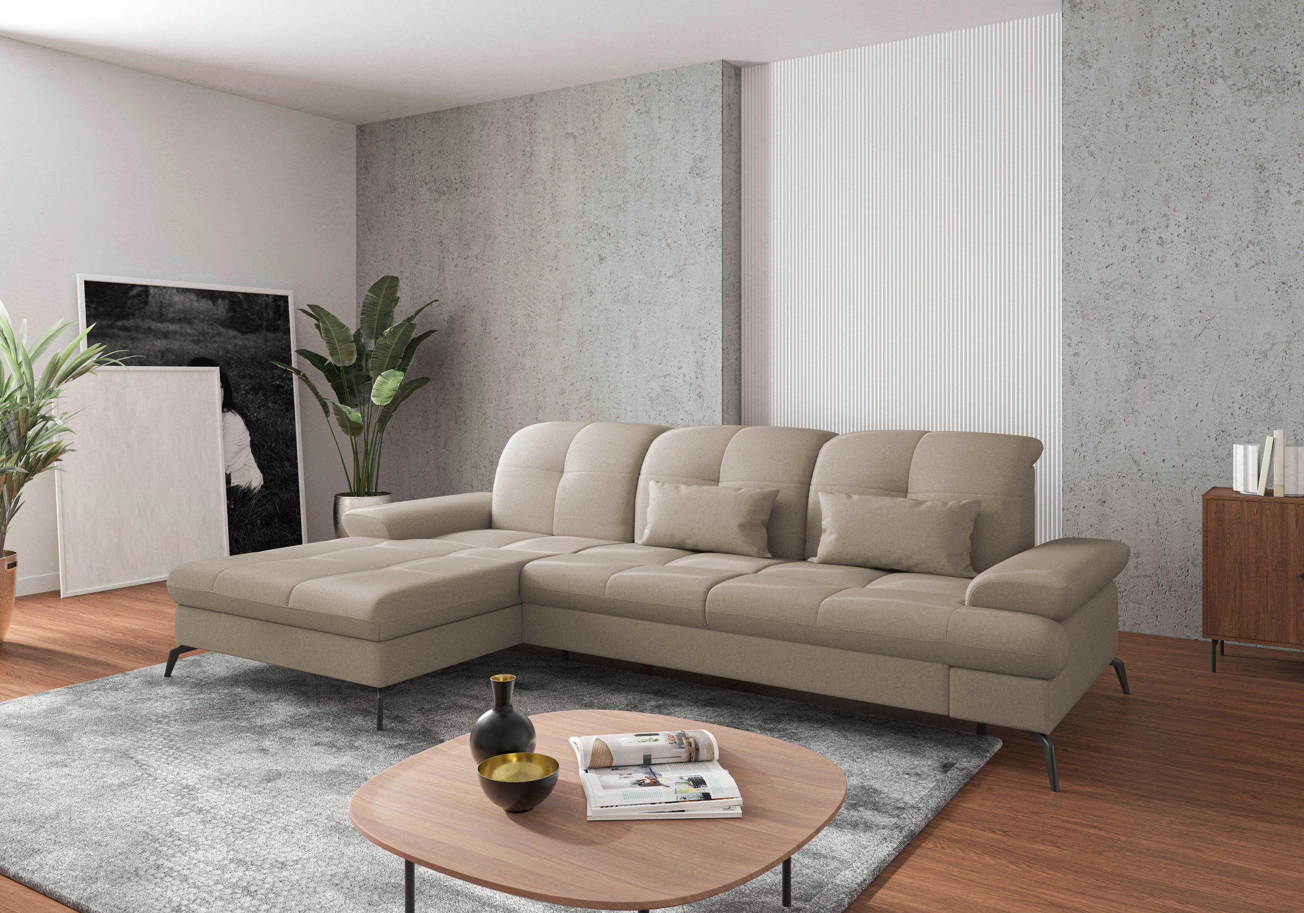 Sit & More ROHOVÁ SEDAČKA, textil, šedohnědá