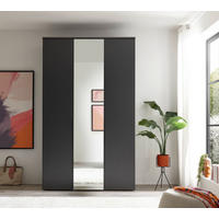 DREHTÜRENSCHRANK 135/225/52 cm,  in Graphitfarben, 3-türig  - Graphitfarben/Schwarz, MODERN, Glas/Holzwerkstoff (135/225/52cm) - MID.YOU