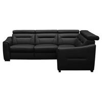ECKSOFA Lederlook Echtleder Schwarz  - Wengefarben/Schwarz, Design, Leder/Holz (260/260cm) - Celina Home