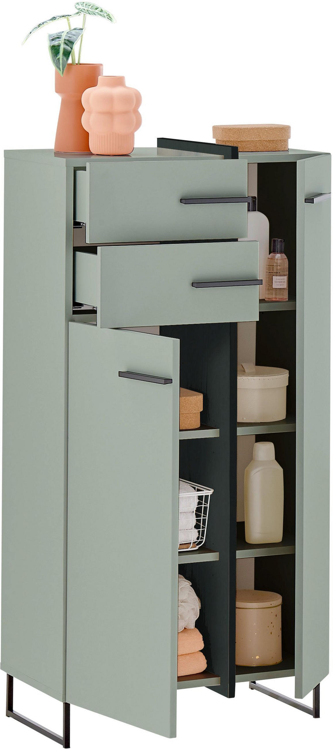 MIDISCHRANK 60/119/35 cm  - Schwarz/Grün, LIFESTYLE, Holzwerkstoff/Kunststoff (60/119/35cm) - home24