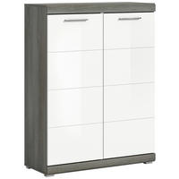 BOTNÍK, vysoce lesklá bílá, tmavě šedá, 90/120/37 cm - tmavě šedá/barvy chromu, Design, kompozitní dřevo/plast (90/120/37cm) - MID.YOU