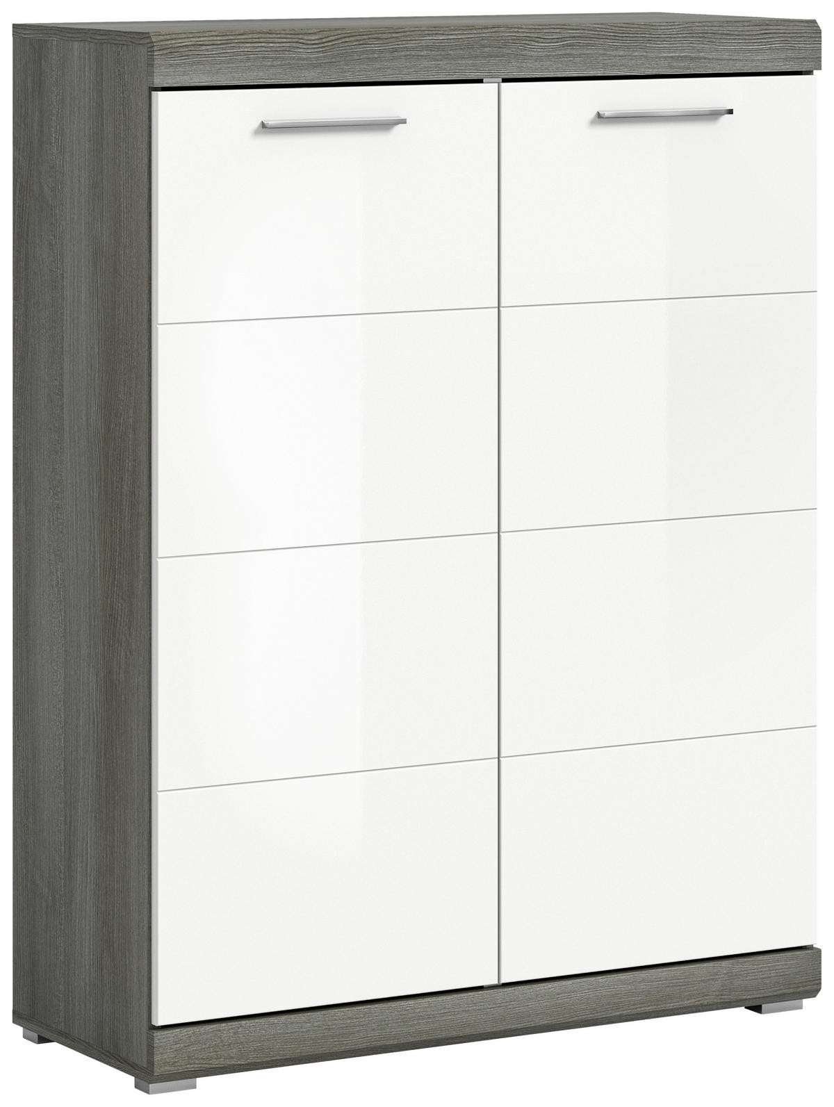 BOTNÍK, vysoce lesklá bílá, tmavě šedá, 90/120/37 cm - tmavě šedá/barvy chromu, Design, kompozitní dřevo/plast (90/120/37cm) - MID.YOU