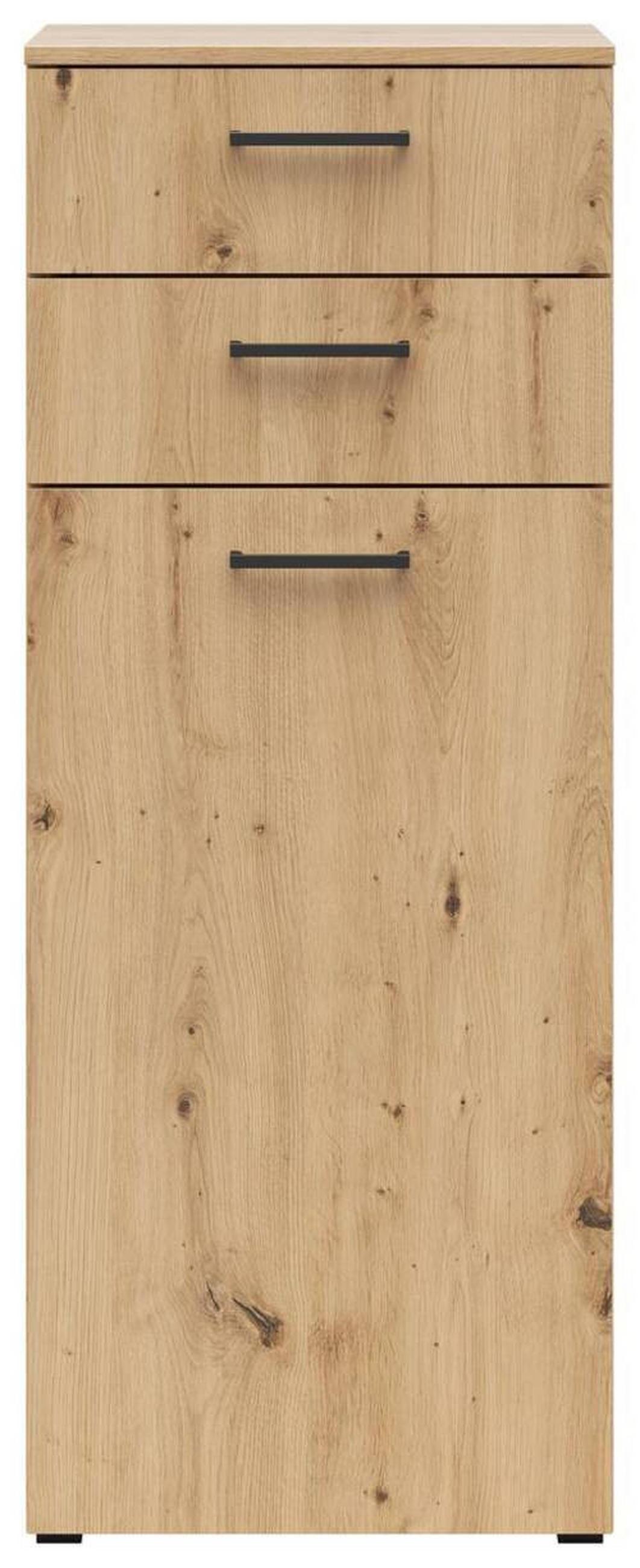 KOMODA, hrast artisan  - črna/antracit, Moderno, umetna masa/leseni material (45/115/40cm) - Carryhome
