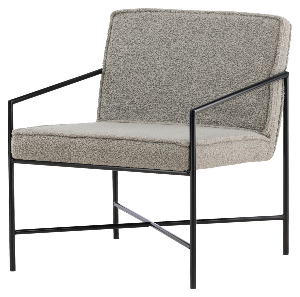 SESSEL in Teddystoff Schwarz, Beige  - Beige/Schwarz, Design, Textil/Metall (66/78/65cm) - Livetastic