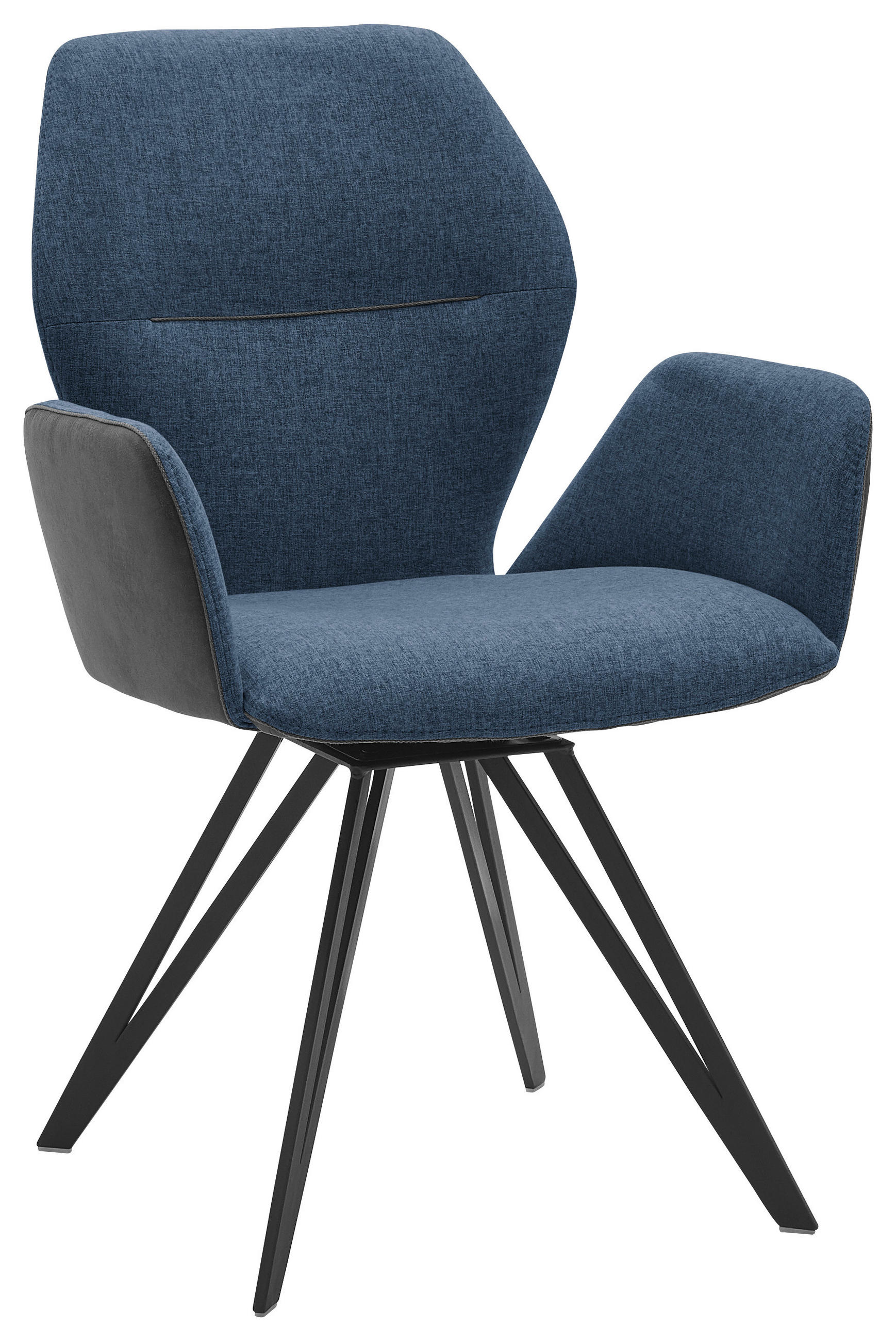 ARMLEHNSTUHL  Stoffauswahl, Typenauswahl, Sitzfläche 180° drehbar, automatische Rückholfunktion Webstoff, Mikrofaser  Anthrazit, Blau  - Blau/Anthrazit, Design, Textil/Metall (62/91/59cm) - Valnatura