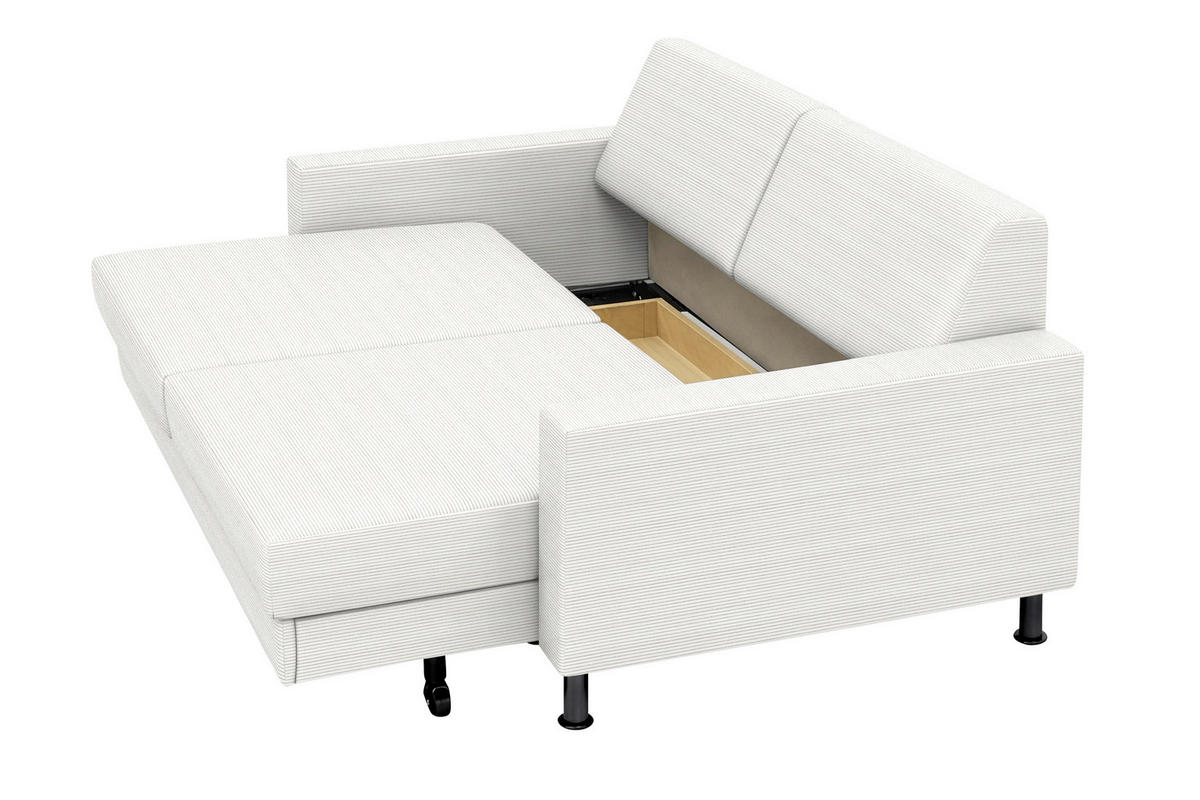 SCHLAFSOFA Feincord Naturfarben  - Chromfarben/Naturfarben, Design, Textil/Metall (140/90/95cm) - Bali